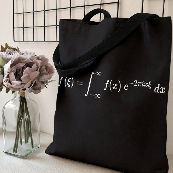 Fourier Transform Tote Bag | Elegant Math Equation Formula Art Print | Premium Twill Fabric Construction | Gift for Math and 