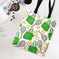 Tennis Tote Bag | Cute Rackets Balls and Duffel Bag Pattern | Premium Twill Diamond-Grid Fabric | Gift for Tennis Player