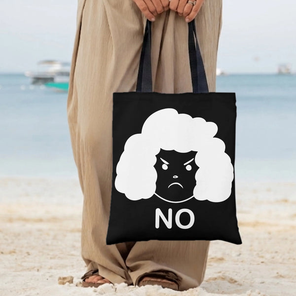 Grumpy Sheep Tote Bag | Funny Cartoon Sheep Says No Minimalist Art | Premium Twill Diamond-Grid Texture | Sarcastic Humor Gif