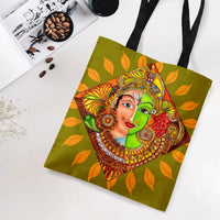 Shiva Parvati Tote Bag | Kerala Mural Ardhanarishvara Hindu Deity Art | Premium Twill Fabric | Spiritual Gift for Hindu Art Lover