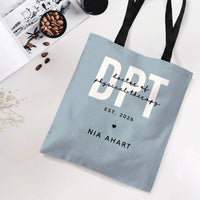 DPT Doctor of Physical Therapy Tote Bag | Personalized Graduation Year Script Typography | Premium Twill Diamond-Grid Texture | Graduation Gift for Physical Therapist