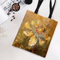 Abstract Flower Tote Bag | Golden Impressionist Floral Oil Painting Art | Premium Composite Twill Fabric | Aesthetic Gift for Art Lover