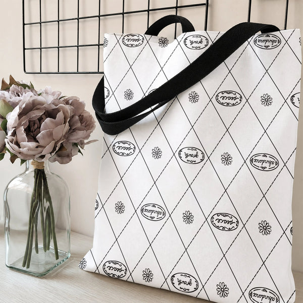 Tote bag | Modern Diamond Grid Twill Design | Premium Lightweight Durable | Gift for Work & Everyday Use