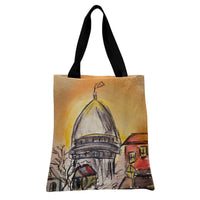 Capitol Dome Tote Bag | Watercolor Cityscape Architecture Art | Premium Twill Diamond-Grid Texture | Gift for Art and Travel Lovers