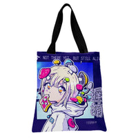 Anime Girl Tote Bag | Colorful Mushroom Psychedelic Art Design | Premium Composite Twill Fabric | Gift for Anime Fans