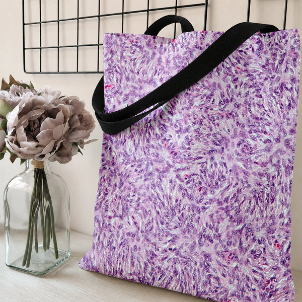 Histology Cell Art Tote Bag | Purple Microscope Tissue Slide Pattern | Premium Twill Diamond-Grid Texture | Gift for Medical 