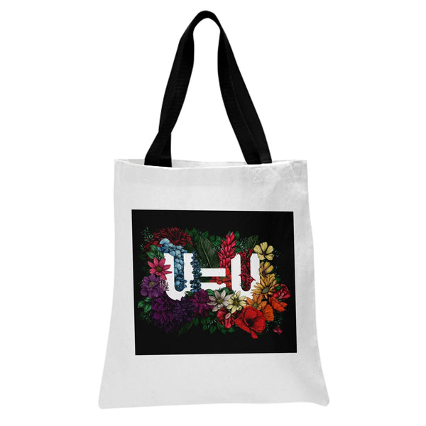 Floral Monogram Tote Bag | Vibrant Tropical Flower and Wildflower Botanical Art | Premium Composite Twill | Aesthetic Gift fo