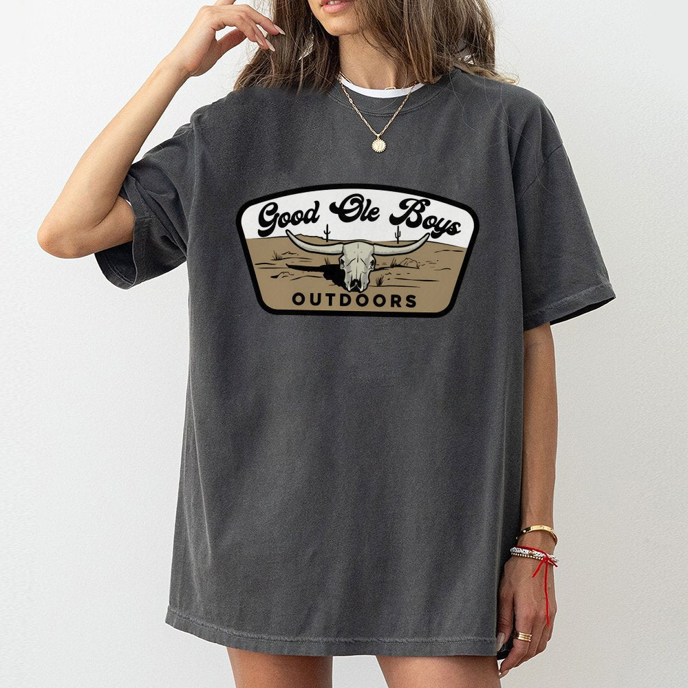 Good Ole Boys Outdoors T-Shirt Western Longhorn Skull Graphic,Perfect For Hunting,Country Lifestyle,And Outdoor Adven