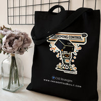 Reclaiming Control Robot Tote Bag | Cartoon Robot Holding Ctrl Keyboard Key Retro Art | Premium Twill Fabric | Gift for Coders and Tech Fans