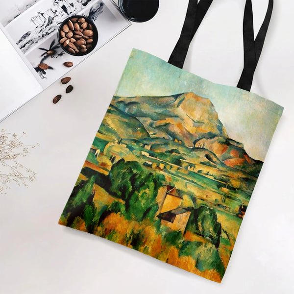 Cézanne Mountain Landscape Tote Bag | Post-Impressionist Mont Sainte-Victoire Oil Painting Art | Premium Twill Fabric | Gift 