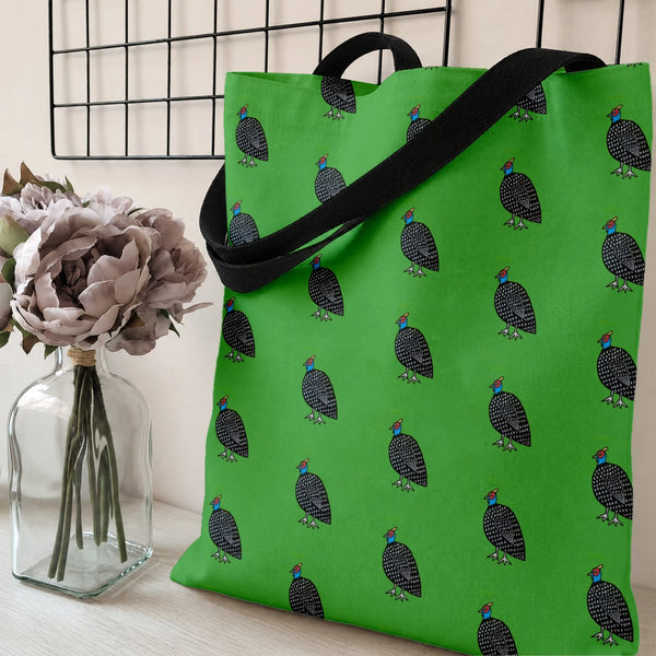 Guinea Fowl Tote Bag | Polka Dot Bird Pattern Design | Premium Twill Fabric | Gift for Bird Lover