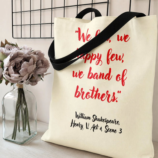 We Few We Happy Few Quote Tote Bag | Shakespeare Henry V St Crispin Day Art | Premium Twill Structured Bag | Gift for Literat