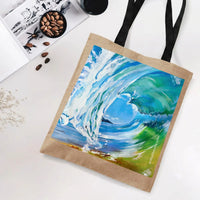 Ocean Wave Tote Bag | Barrel Wave Painting Surf Art | Premium Twill Diamond-Grid Texture | Gift for Beach Lovers and Surfers